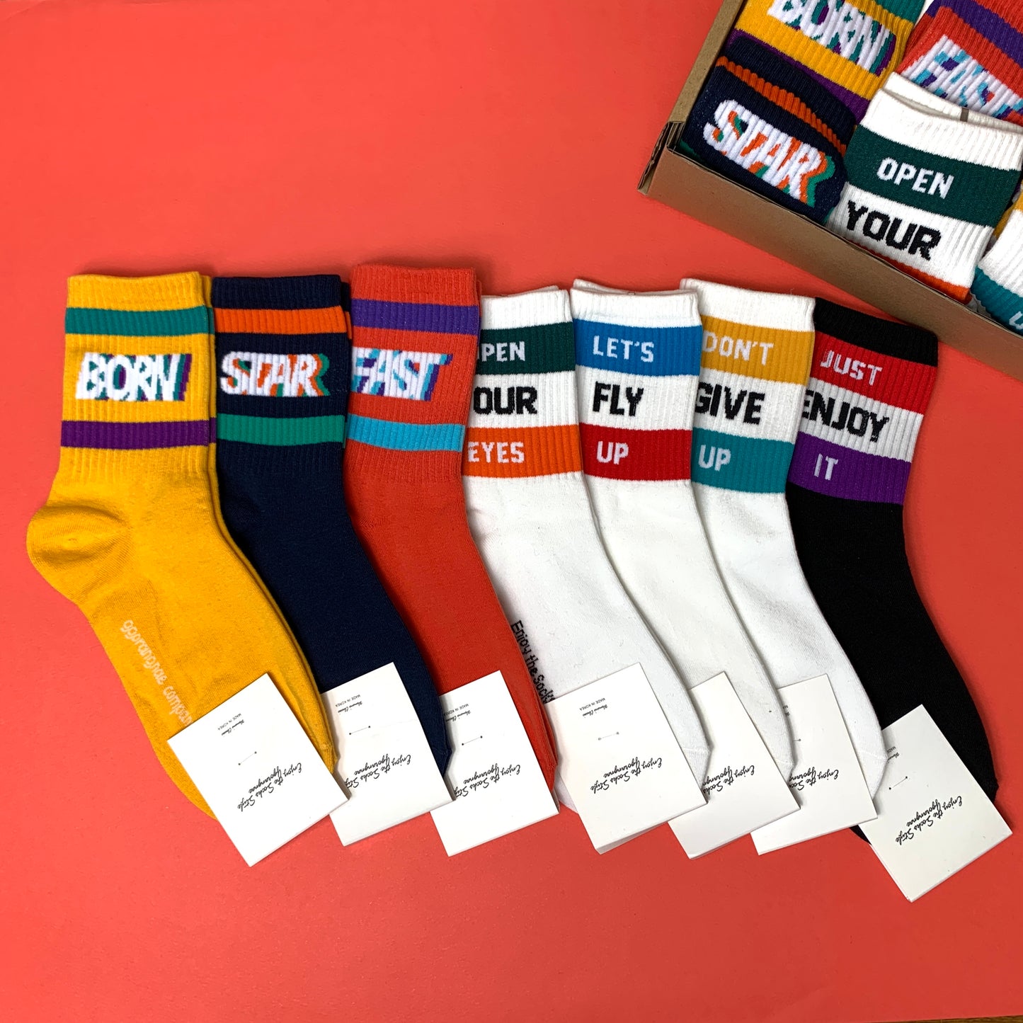 【現貨】🇰🇷 韓國製 一盒7對 韓國潮流舒適Message中筒襪